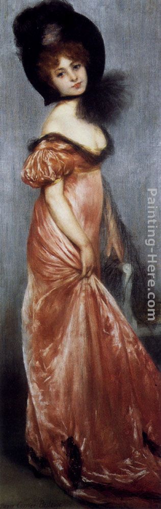 Young Girl In A Pink Dress painting - Pierre Carrier-Belleuse Young Girl In A Pink Dress art painting